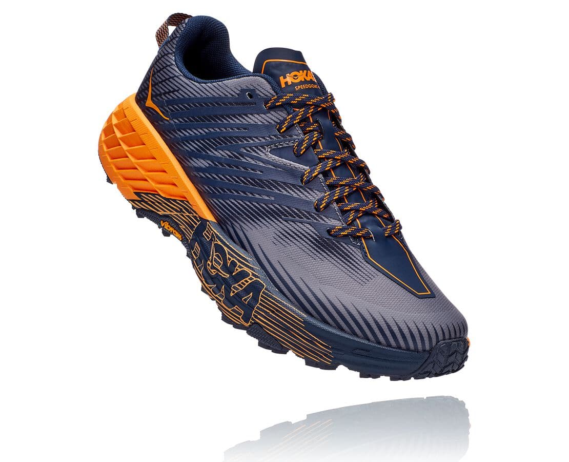 Pantofi Alergare Trail Hoka One One Speedgoat 4 Barbati - Negrii / Aurii Deschis | Romania XUNC01524